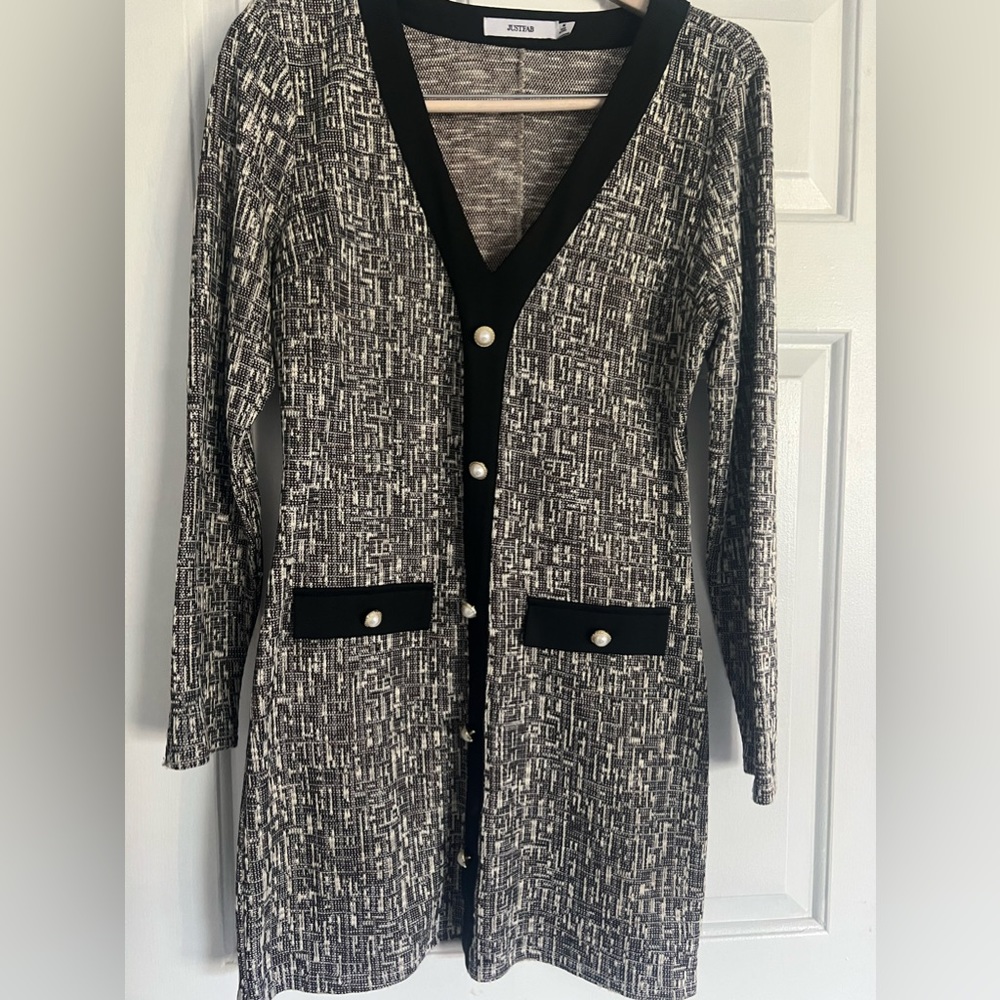 JustFab Mid- Length Pearl Embellished Dress / Size: M